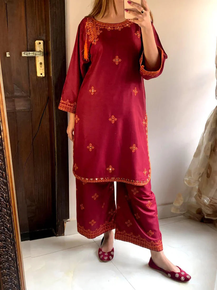 Desi Core Embroidery 2Pcs Stitched